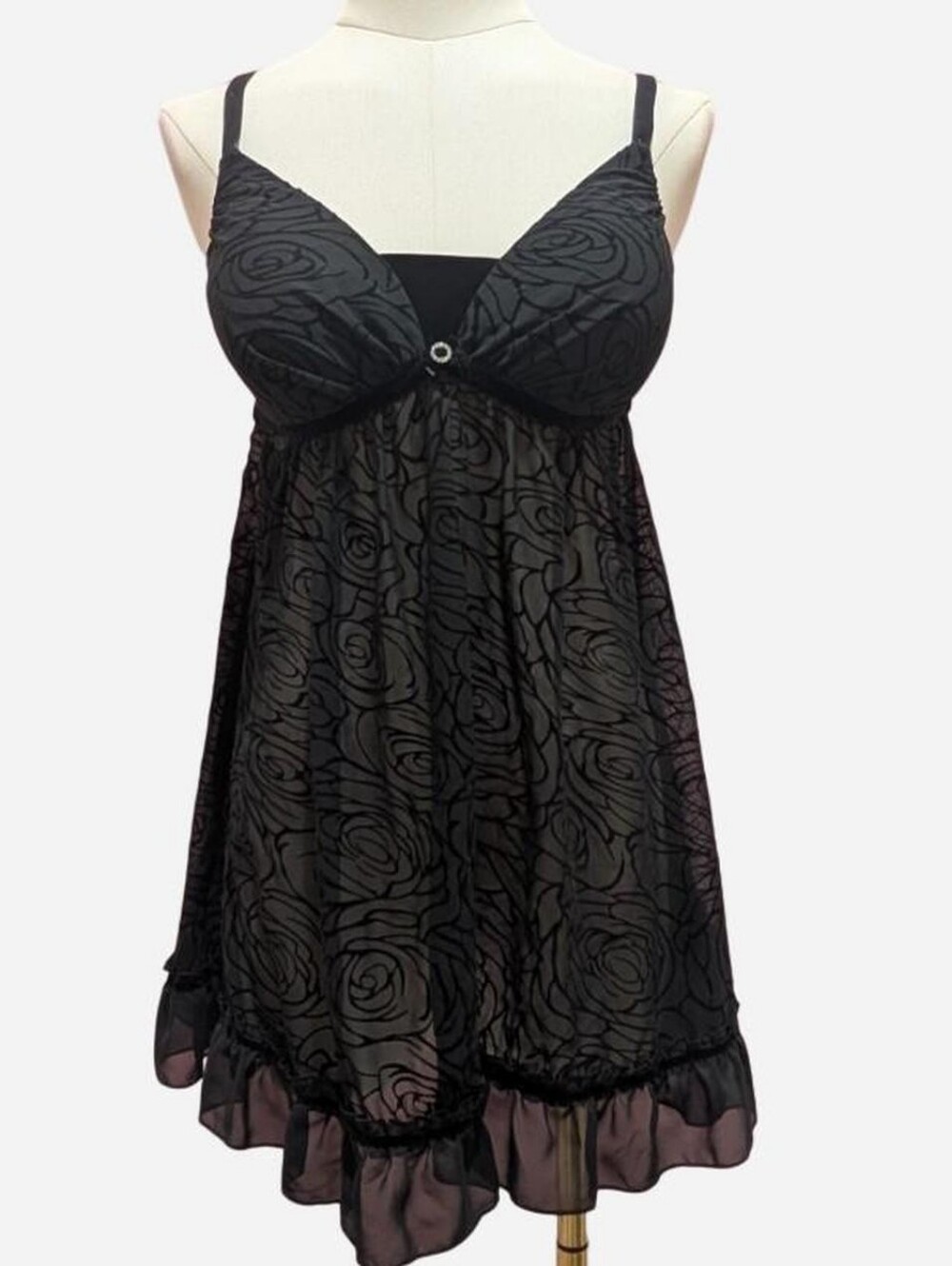 Ambrielle Y2K Rose Velvet Babydoll Slip Dress (XL)‼️Price is firm